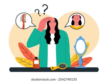 Alopecia Vector Illustration featuring Hair Loss due to Autoimmune Disease and Baldness in a Healthcare Theme with a Flat Style Cartoon Background