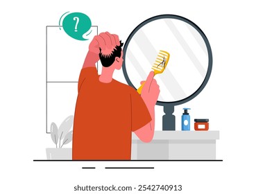 Alopecia Vector Illustration featuring Hair Loss due to Autoimmune Disease and Baldness in a Healthcare Theme with a Flat Style Cartoon Background