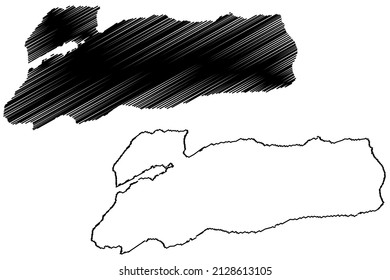 Alor island (Republic of Indonesia, Lesser Sunda Islands archipelago) map vector illustration, scribble sketch Pulau Alor map