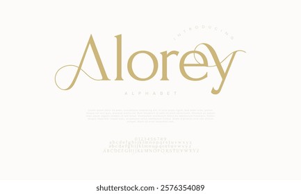 Alorey typography beauty fashion elegant minimalist serif italic fonts decorative wedding vintage retro logos. Minimal luxury font alphabet logo. Vector illustration