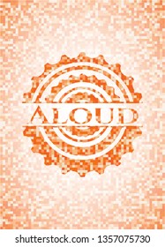Aloud orange mosaic emblem with background