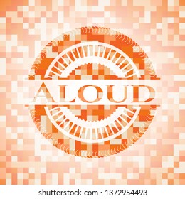 Aloud orange tile background illustration. Square geometric mosaic seamless pattern with emblem inside.