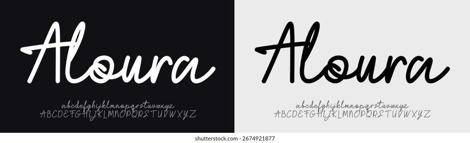 Aloura Signature Typeface. Abstract Font Calligraphy Logotype Script elegant Font Type Font lettering handwritten. vector illustration 
