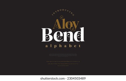 Aloybend elegant alphabet letters font and number. Classic Lettering Minimal Fashion Designs. Typography modern serif fonts decorative vintage design concept. vector illustration