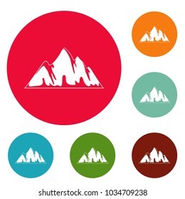 Alp icons circle set vector isolated on white background