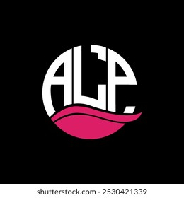ALP-Logo-Monogramm einzeln auf Kreisteil-Design-Vorlage, ALP-Buchstabe-Logo-Design auf schwarzem Hintergrund. ALP Creative Initials Buchstaben Logo Konzept. ALP.
