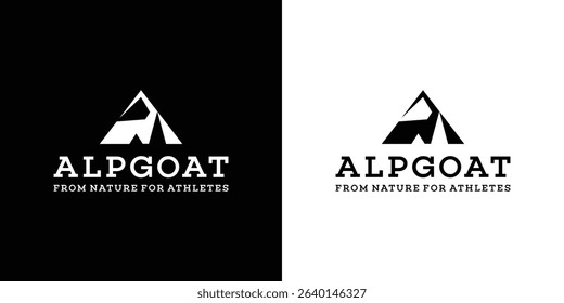 Alp Mountain Logo Design with Goat Logo. Simple Vector Illustration Concept.