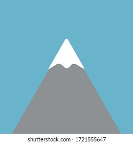 Alp top vector with blue sky, mountain peak top with snow, minimalist vector illustration symbol
