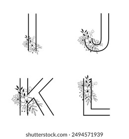 Alpabets logo design with floral art for wedding couple name logo vector file