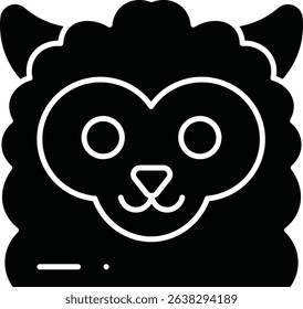 Alpaca animal glyph vector, icon, design