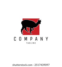 Logotipo animal de la alpaca en el fondo rojo impresionante. mejor para el logotipo, insignia, emblema, icono, diseño de la etiqueta engomada.