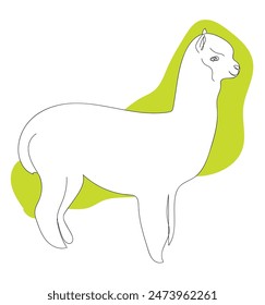 Alpaca animal una línea de arte de línea continua de Vector premium.