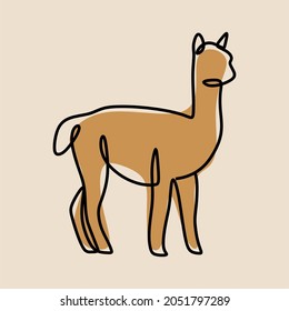 Alpaca Animal Oneline Continuous Line Art Premium Vector