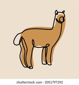 Alpaca animal oneline continuous line art premium vector