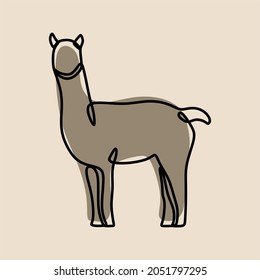 Alpaca animal oneline continuous line art premium vector