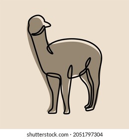 Alpaca animal oneline continuous line art premium vector