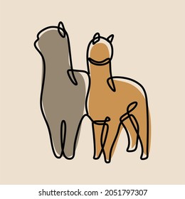 Alpaca Animal Oneline Continuous Line Art Premium Vector