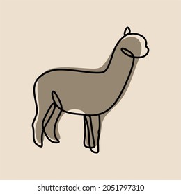 Alpaca animal oneline continuous line art premium vector