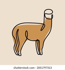 Alpaca animal oneline continuous line art premium vector