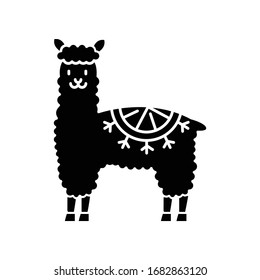 アルパカの黒い絵文字のアイコン ペルーで飼い慣らされたかわいい毛織りラマ 南米の愛らしいラクダ アンデス産の反芻動物 白い空間にシルエット記号 ベクター イラスト のベクター画像素材 ロイヤリティフリー Shutterstock