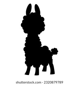 Alpaca black silhouette on white background