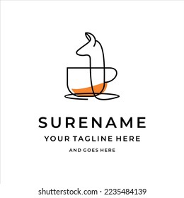 Alpaca cafe logo design illustration