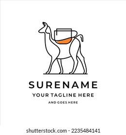 Alpaca cafe logo design illustration