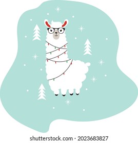 Alpaca for card and design. Vector Illustration
