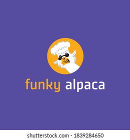 Alpaca Cartoon. Alpaca Logo Concept. Funky Alpaca. Vector