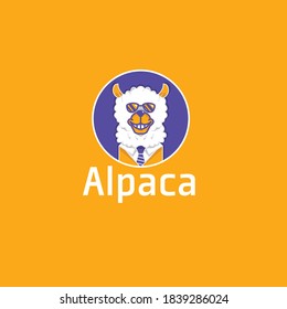 Alpaca Cartoon. Alpaca Logo Concept. Vector