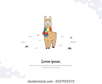 Alpaca Cartoon arte vetorial para decoração de parede paisagem. ilustração vetorial imagem simples. coleção de ilustrações de desenhos animados animais. para decoração de sala, eventos, etc