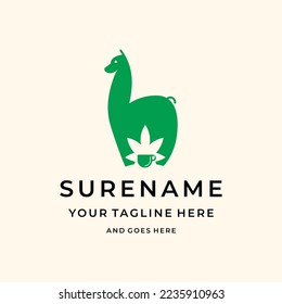 Alpaca coffee hemp logo design illustration