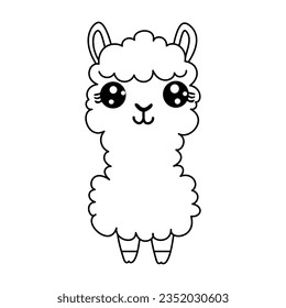 alpaca coloring outline vector illustration