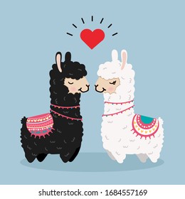 Alpaca Couple In Love Vector