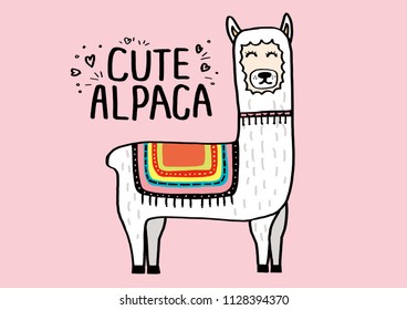 Alpaca, Creative childish texture.  textile Vector Illustration