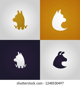 Alpaca with a crown and lama illustration silhouette for luxury and modern logo design.