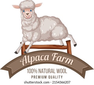 Alpaca farm logo for wool products illustration