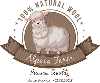 Alpaca-Bauernlogo für Wollprodukte zur Illustration