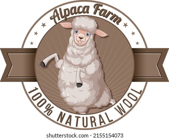 Alpaca-Bauernlogo für Wollprodukte zur Illustration