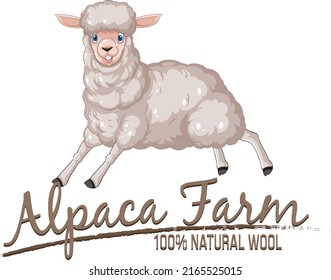Alpaca farm logo for wool products illustration