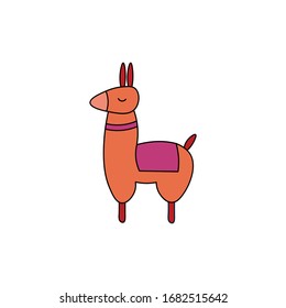 Alpaca flat vector illustration isolated on a white background.