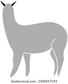 Alpaca grey vector, alpaca vector, alpaca illustration, llama vector