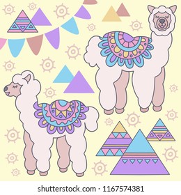 Alpaca with hand drawn elements