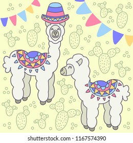 Alpaca with hand drawn elements