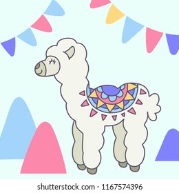 Alpaca with hand drawn elements