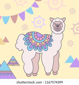 Alpaca with hand drawn elements