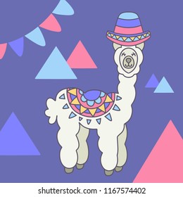 Alpaca with hand drawn elements
