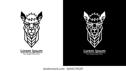 Alpaca head logo design with modern geometric style