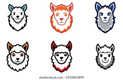 Alpaca head mascot logo design vector