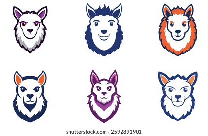 Alpaca head mascot logo design vector